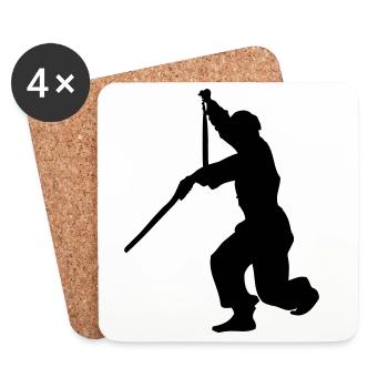 Sanchaku 3 piece nunchaku kung fu - Coasters (set of 4) - white - Front