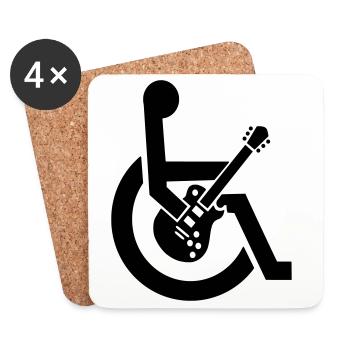 Wheelchair, wheelchair, guitar, guitarist, disability* - Coasters (set of 4) - white - Front
