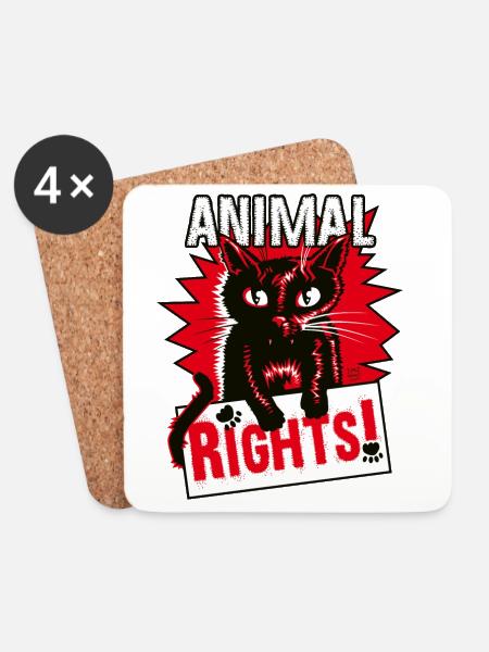 ANIMAL RIGHTS - Coasters (set of 4) - white