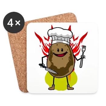 Heiß Kartoffel Bratkartoffel feurig Küche Kochen - Untersetzer (4er-Set) - Weiß - Vorne