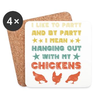 Poulet poules - Dessous de verre (lot de 4) - blanc - Devant