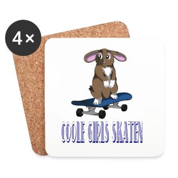 Coole Girls skaten / Skateboard / Sprüche / Trend - Untersetzer (4er-Set) - Weiß - Vorne