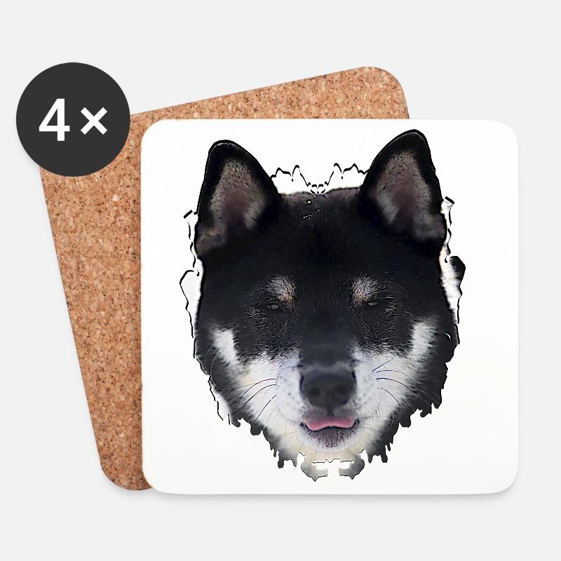 Nacht-Hund Gesichtsdesign - Untersetzer (4er-Set) - Weiß