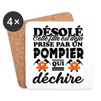 fille prise par un pompier qui déchire - Dessous de verre (lot de 4) - blanc - Devant