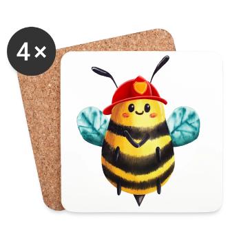 Chef des pompiers Bee : Héros des pompiers - Dessous de verre (lot de 4) - blanc - Devant