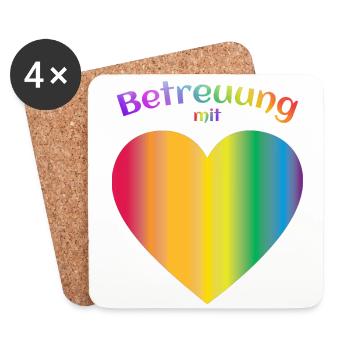 Betreuung mit Herz Pflegekraft Betreuungskraft BA - Untersetzer (4er-Set) - Weiß - Vorne