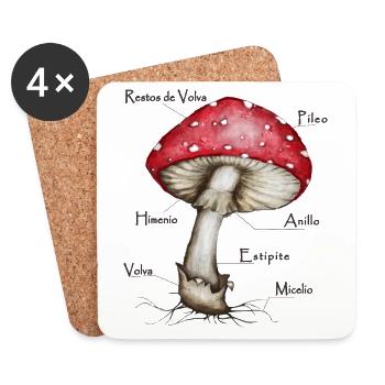 Pilz - Fliegenpilz - Untersetzer (4er-Set) - Weiß - Vorne