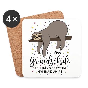 Grundschule Abschluss Tschüss Faultier Gymnasium - Untersetzer (4er-Set) - Weiß - Vorne