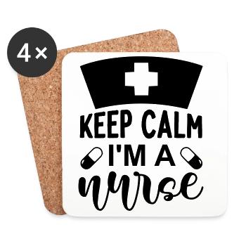 Keep calm im a nurse - Dessous de verre (lot de 4) - blanc - Devant