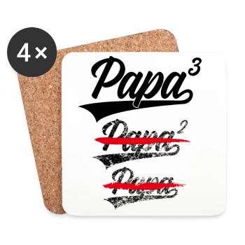 PAPA HOCH 3 KINDER DREIFACHER VATER DREI KINDER - Untersetzer (4er-Set) - Weiß - Vorne