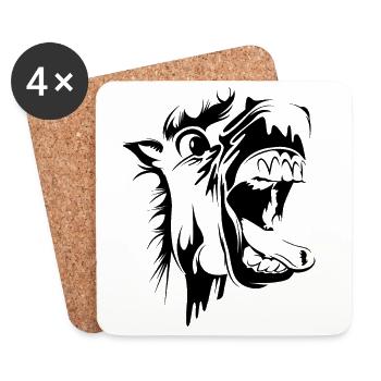 crazy verrücktes Pferd lustig comic cartoon Symbol - Untersetzer (4er-Set) - Weiß - Vorne