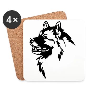 Tête de Wolfsspitz - Dessous de verre (lot de 4) - blanc - Devant
