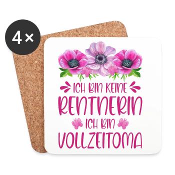 Oma - Ich bin keine Rentnerin Ich bin Vollzeitoma! - Untersetzer (4er-Set) - Weiß - Vorne