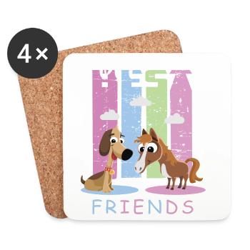 Horse and dog - Coasters (set of 4) - white - Front