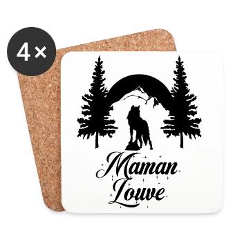 Maman Louve - Dessous de verre (lot de 4) - blanc - Devant