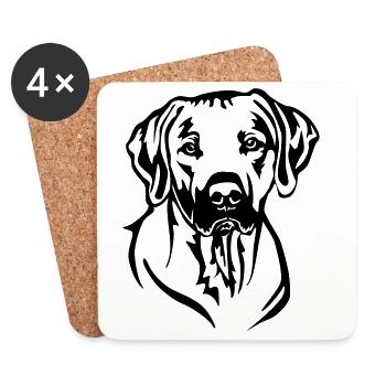 Rhodesian Ridgeback Head - Coasters (set of 4) - white - Front