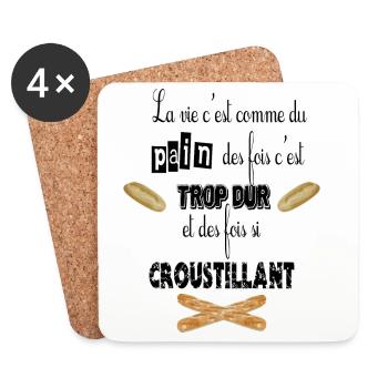 La vie c'est comme le pain - Dessous de verre (lot de 4) - blanc - Devant