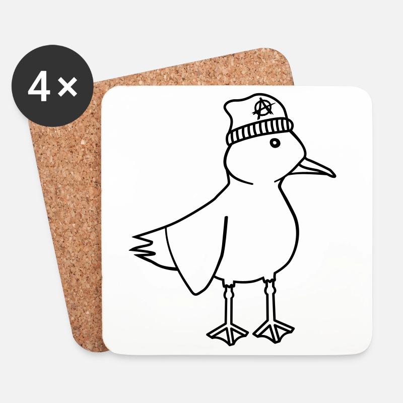 Möwe Anarchie – Freche maritim Hipster Küstenkunst - Untersetzer (4er-Set) - Weiß