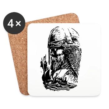 Vikings avec navire - Dessous de verre (lot de 4) - blanc - Devant