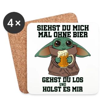 Bier Alien Siehst Du Mich Mal Ohne Bier Gehste Los - Untersetzer (4er-Set) - Weiß - Vorne
