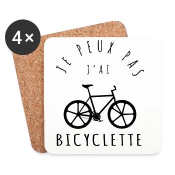 j'peux pas j'ai BICYCLETTE - j peux pas j ai velo - Dessous de verre (lot de 4) - blanc - Devant
