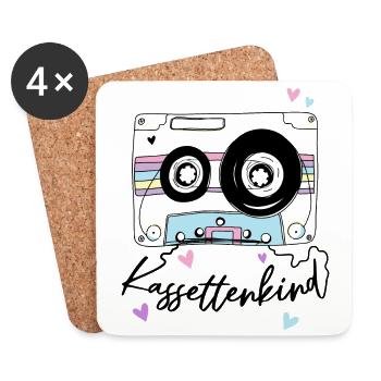 Kassettenkind 90er 80er Jahre Mottoparty Kassette - Untersetzer (4er-Set) - Weiß - Vorne