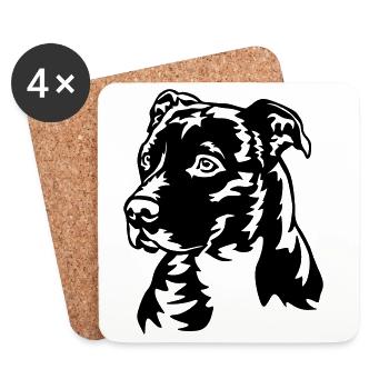 American Staffordshire Terrier Kopf - Untersetzer (4er-Set) - Weiß - Vorne