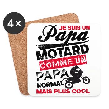 papa motard 2 - Dessous de verre (lot de 4) - blanc - Devant