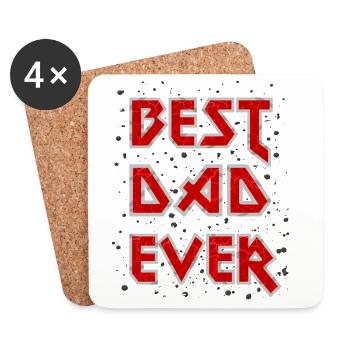 Best Dad Ever metal rock cool Spruch rot Vater - Untersetzer (4er-Set) - Weiß - Vorne