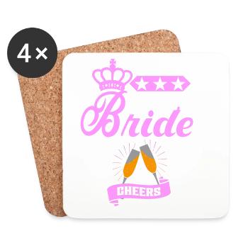 Bachelorette Team Bride Wedding bachelorette party - Untersetzer (4er-Set) - Weiß - Vorne