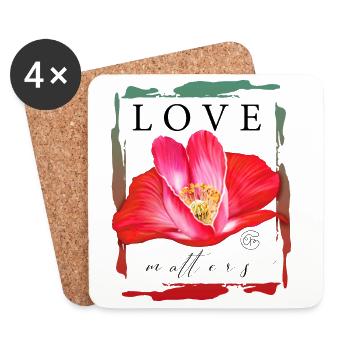Rote Mohnblume Herz Love Matters Spruch über Liebe - Untersetzer (4er-Set) - Weiß - Vorne