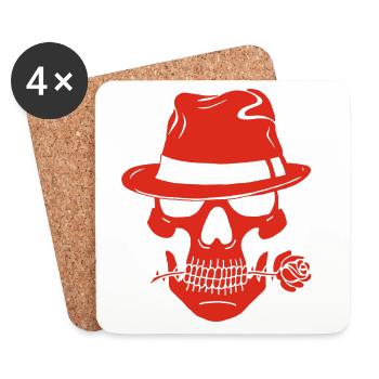 Gangster red skull - Coasters (set of 4) - white - Front