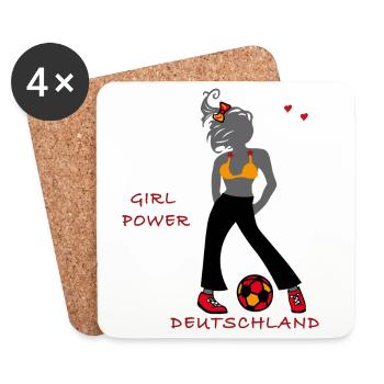 Girlpower, Fußball - Untersetzer (4er-Set) - Weiß - Vorne