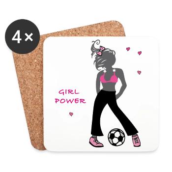 Girl Power, Soccer - Dessous de verre (lot de 4) - blanc - Devant