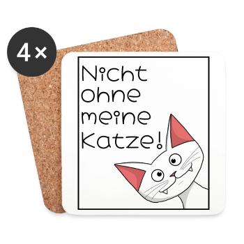 Nicht ohne meine Katze - Untersetzer (4er-Set) - Weiß - Vorne