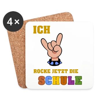 Ich rocke jetzt die Schule - Einschulung Schule - Untersetzer (4er-Set) - Weiß - Vorne