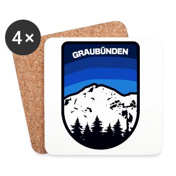 Graubünden Berglandschaft Emblem - Untersetzer (4er-Set) - Weiß - Vorne