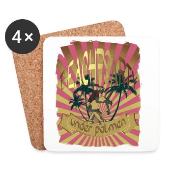 Fête sur la plage, danse sous les palmiers - Dessous de verre (lot de 4) - blanc - Devant