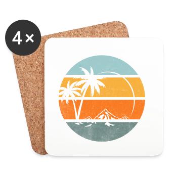 été plage mer océan - Dessous de verre (lot de 4) - blanc - Devant