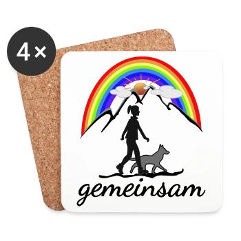 Hund und Frau gemeinsam - Untersetzer (4er-Set) - Weiß - Vorne
