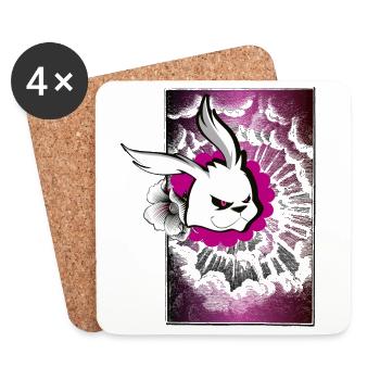 hase bad skate grimmig lol yolo explosion cool str - Untersetzer (4er-Set) - Weiß - Vorne