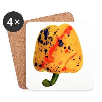 Paprika 🫑 (gelb) - Untersetzer (4er-Set) - Weiß - Vorne