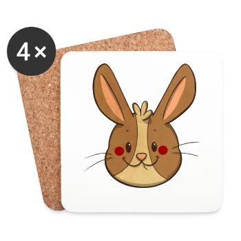 lapin dans un style vintage - Dessous de verre (lot de 4) - blanc - Devant