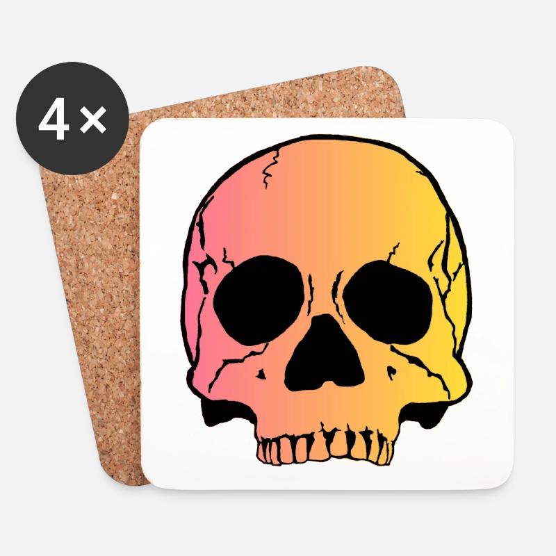 Skull 1 - Untersetzer (4er-Set) - Weiß
