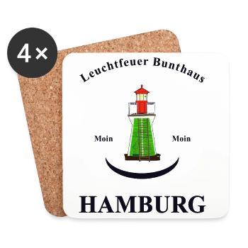 Hamburg Wahrzeichen Leuchtfeuer Bunthaus - Untersetzer (4er-Set) - Weiß - Vorne