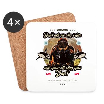 Tauchen - Lustiger Spruch Hai 200 Bar Geschenk - Untersetzer (4er-Set) - Weiß - Vorne