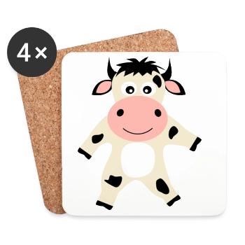 Vache Fermier Fermier Cadeaux Drôles - Dessous de verre (lot de 4) - blanc - Devant