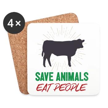 Tiere retten Menschen essen - Untersetzer (4er-Set) - Weiß - Vorne