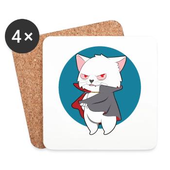VAMPIRE CAT Halloween Vampir Horror Monster - Coasters (set of 4) - white - Front