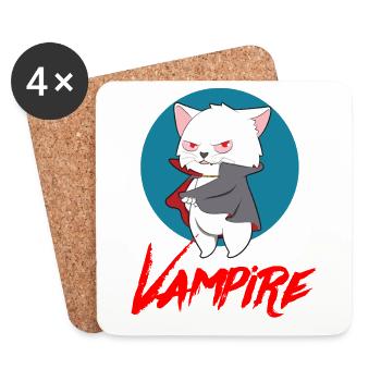 VAMPIRE CAT Halloween Vampir Horror Monster - Coasters (set of 4) - white - Front